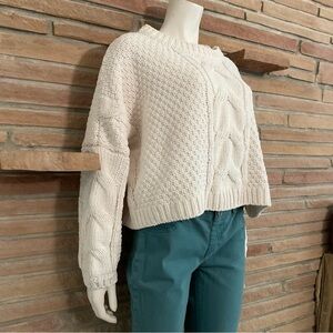 Sadie & Sage Oversized Chunky Knit Sweater Cream Small